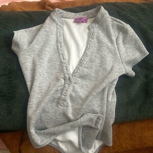 Edikted gray half button bodysuit